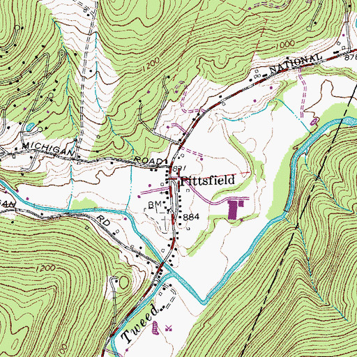 Topographic Map of Pittsfield, VT