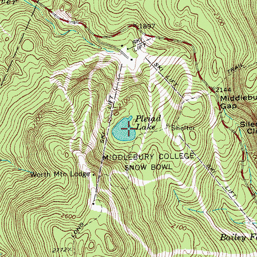 Topographic Map of Pleiad Lake, VT