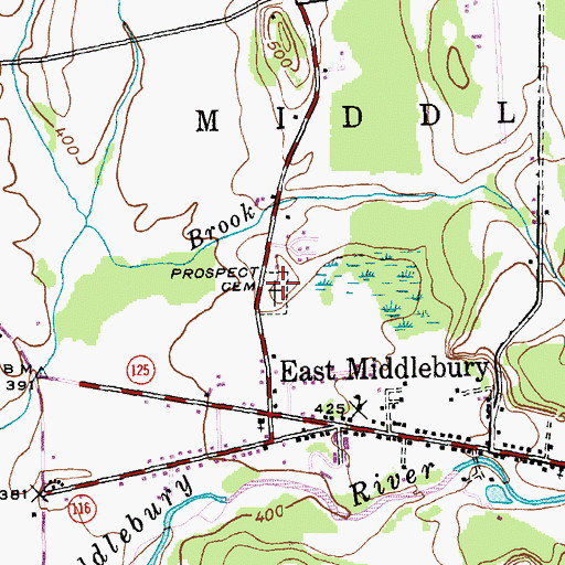 Topographic Map of Prospect Cemetery, VT