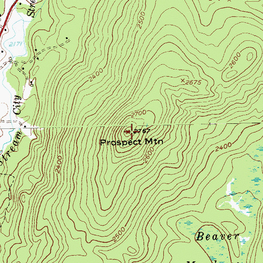 Topographic Map of Prospect Mountain, VT