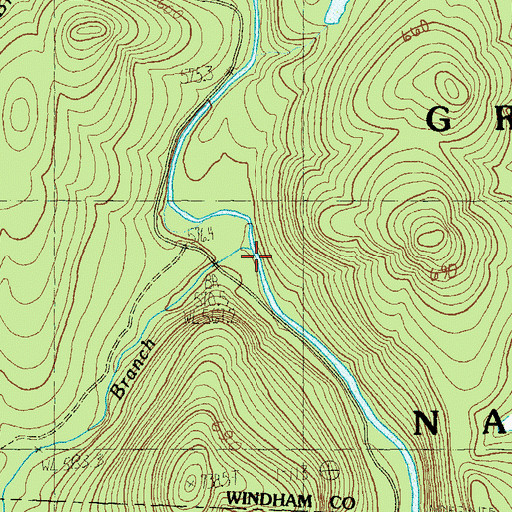 Topographic Map of Rake Branch, VT