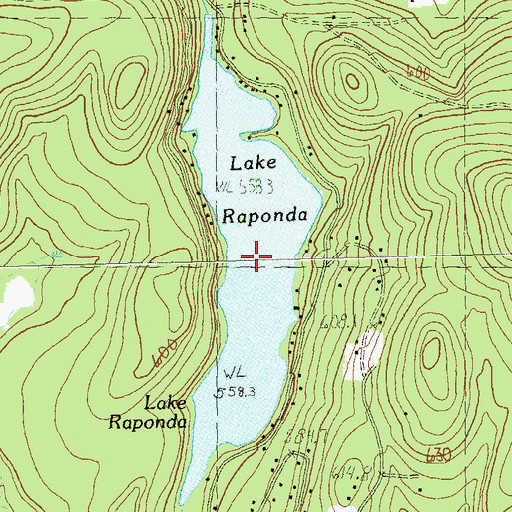 Topographic Map of Lake Raponda, VT