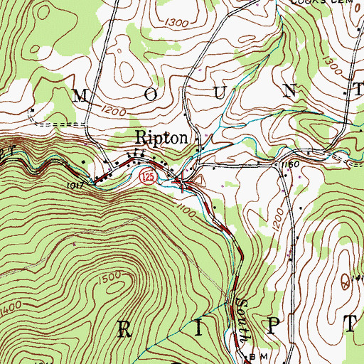 Topographic Map of Ripton, VT