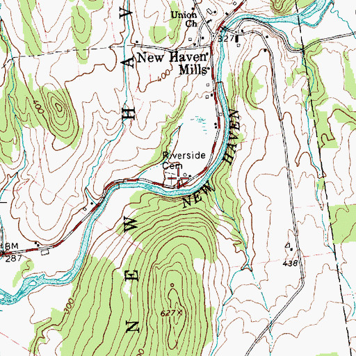 Topographic Map of Riverside Cemetery, VT