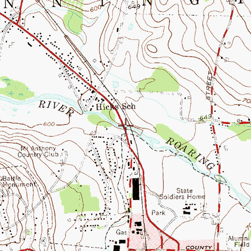 Topographic Map of Roaring Branch Walloomsac Brook, VT