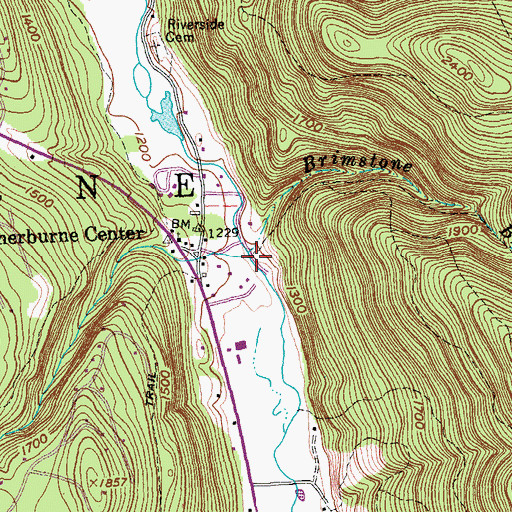 Topographic Map of Roaring Brook, VT