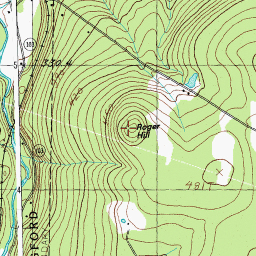 Topographic Map of Roger Hill, VT