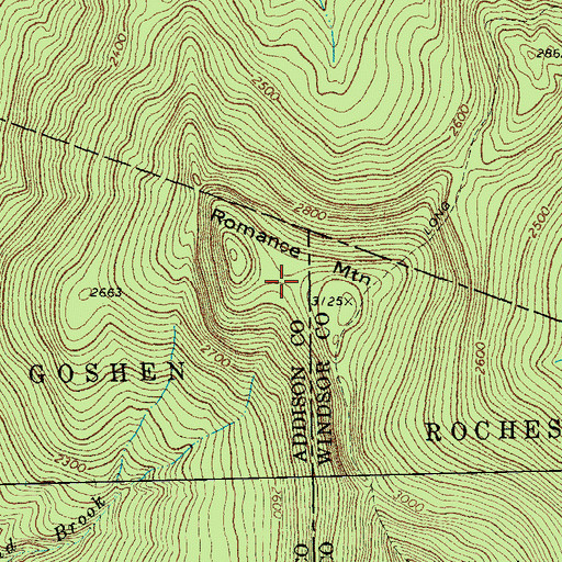 Topographic Map of Romance Mountain, VT