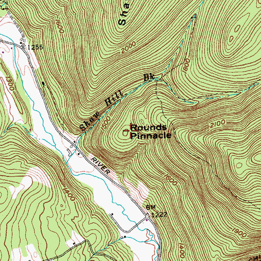 Topographic Map of Round Pinnacle, VT