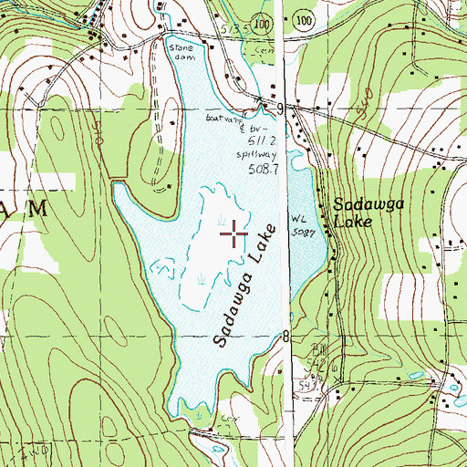 Topographic Map of Sadawga Lake, VT