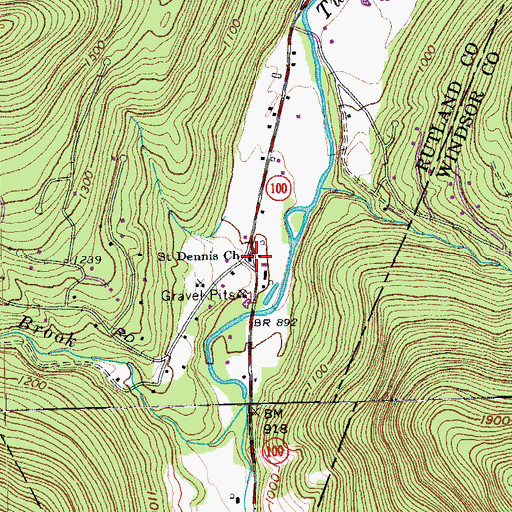 Topographic Map of Saint Dennis Church, VT