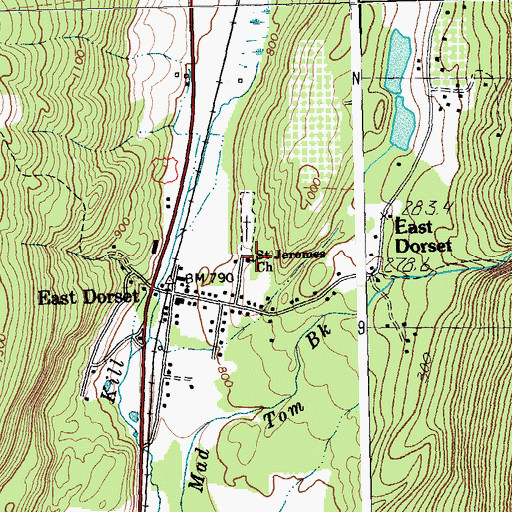 Topographic Map of Saint Jeromes Church, VT