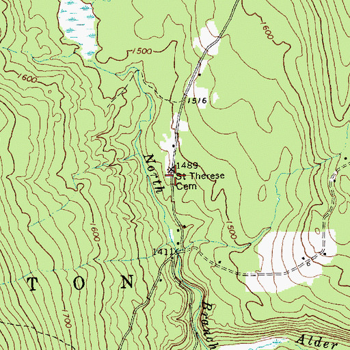 Topographic Map of Saint Therese Cemetery, VT