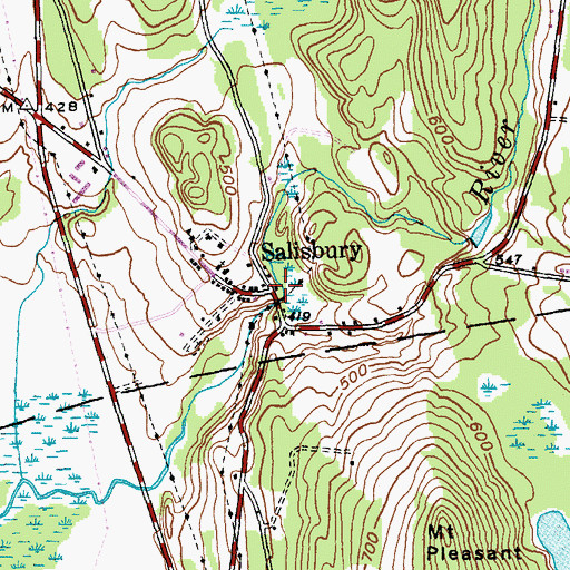 Topographic Map of Salisbury, VT