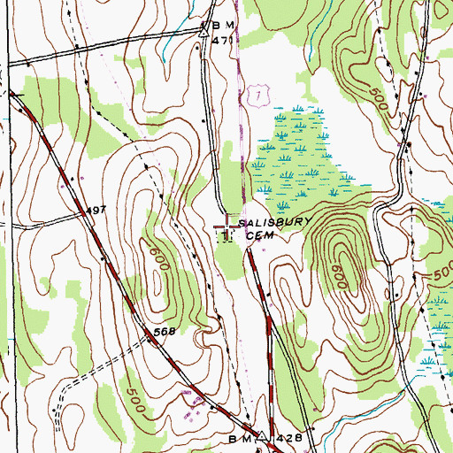 Topographic Map of Salisbury Cemetery, VT