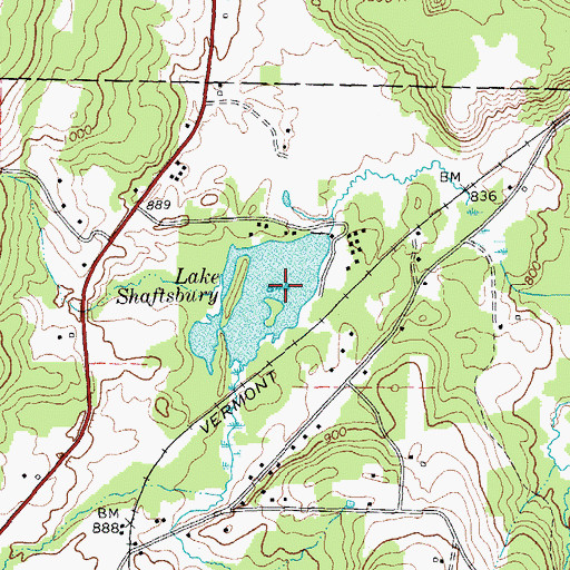 Topographic Map of Lake Shaftsbury, VT