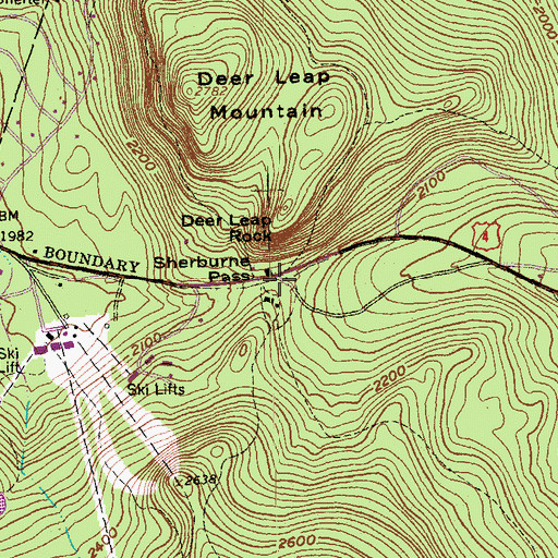 Topographic Map of Sherburne Pass, VT
