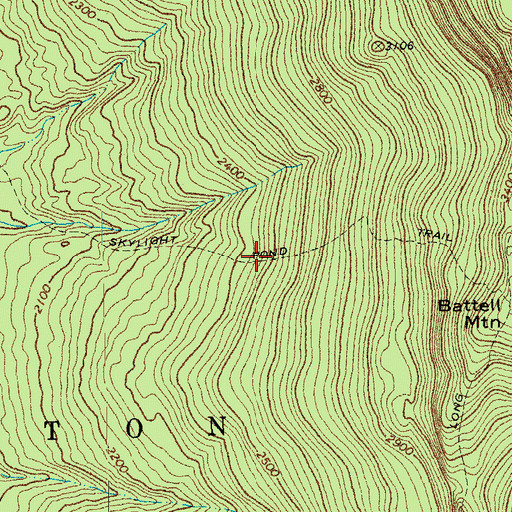 Topographic Map of Skylight Pond Trail, VT