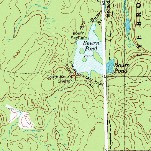 Topographic Map of South Bourn Shelter, VT