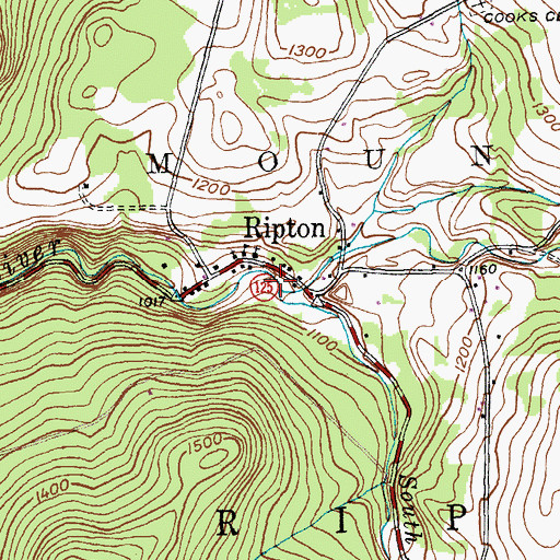 Topographic Map of South Branch Middlebury River, VT