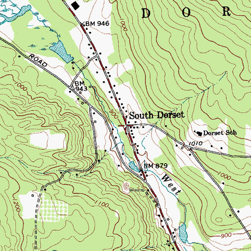 Topographic Map of South Dorset, VT