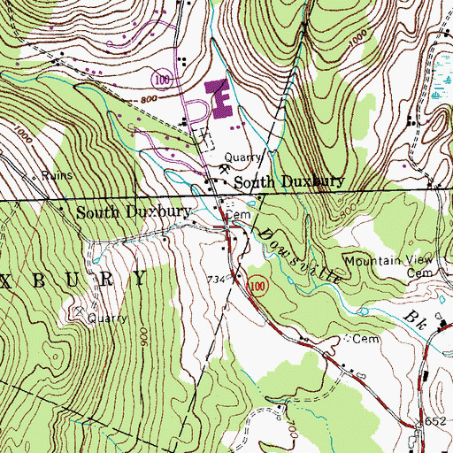 Topographic Map of South Duxbury, VT