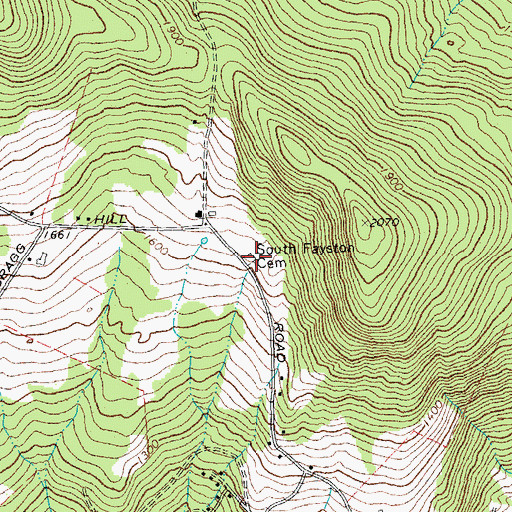 Topographic Map of South Fayston Cemetery, VT