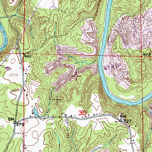 Topographic Map of Case Rock Mine, AL