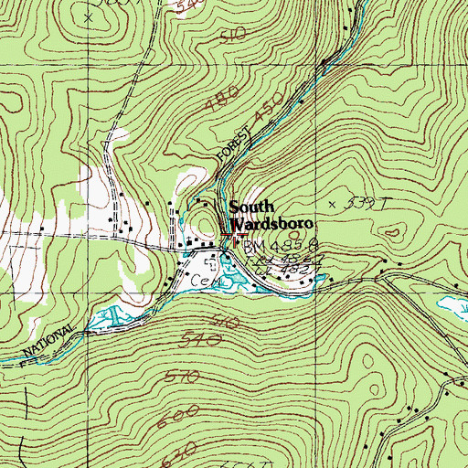 Topographic Map of South Wardsboro, VT