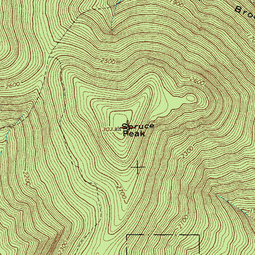 Topographic Map of Spruce Peak, VT