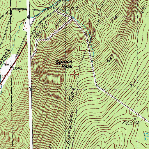 Topographic Map of Spruce Peak, VT