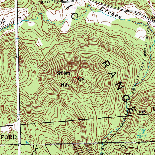 Topographic Map of Stiles Hill, VT