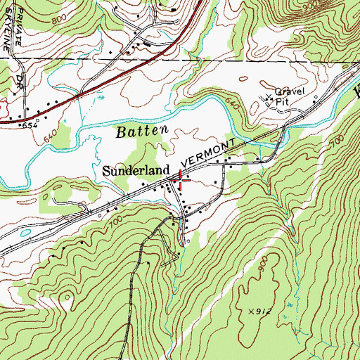 Topographic Map of Sunderland, VT
