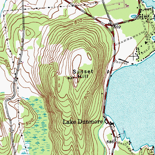 Topographic Map of Sunset Hill, VT