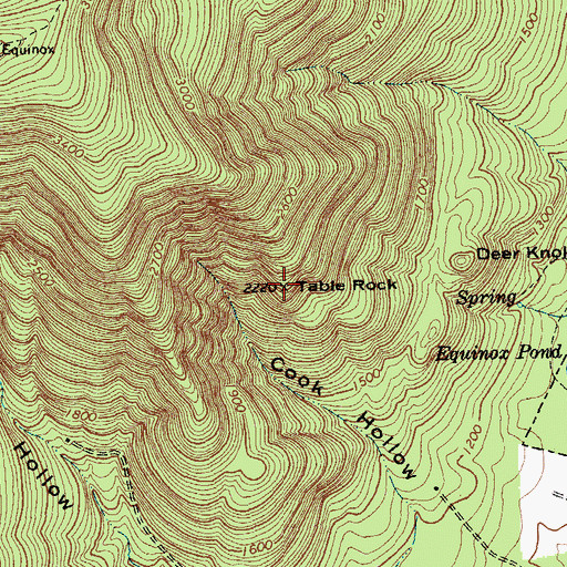Topographic Map of Table Rock, VT