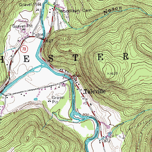 Topographic Map of Talcville, VT