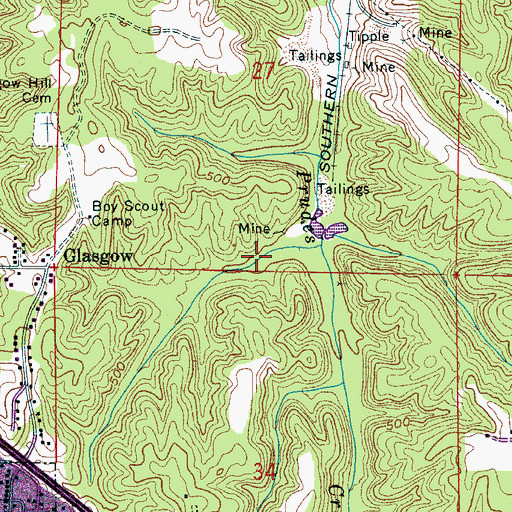Topographic Map of Blossburg Mine, AL
