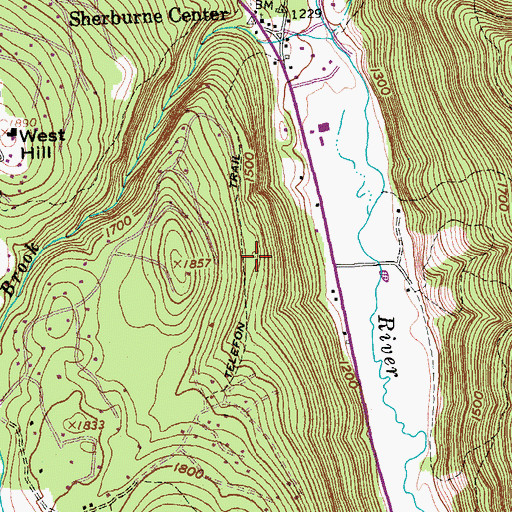 Topographic Map of Telefon Trail, VT