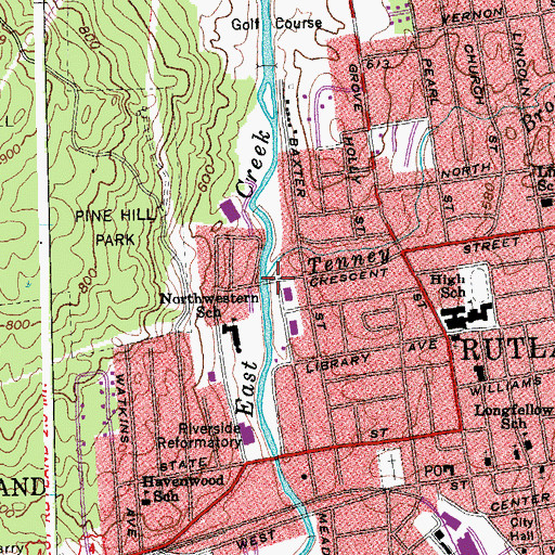 Topographic Map of Tenney Brook, VT