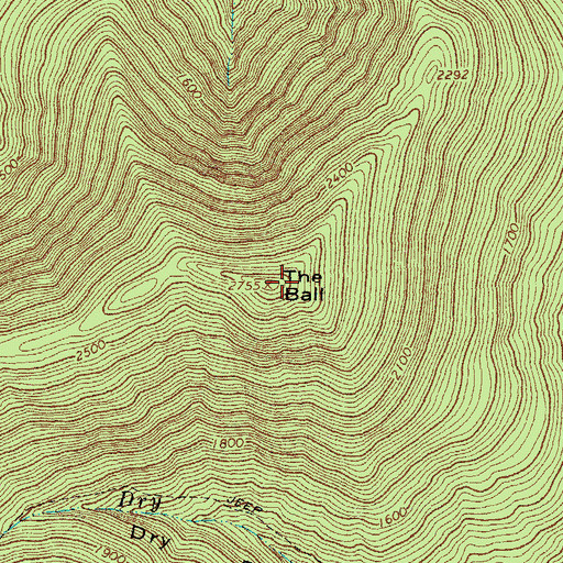 Topographic Map of The Ball, VT