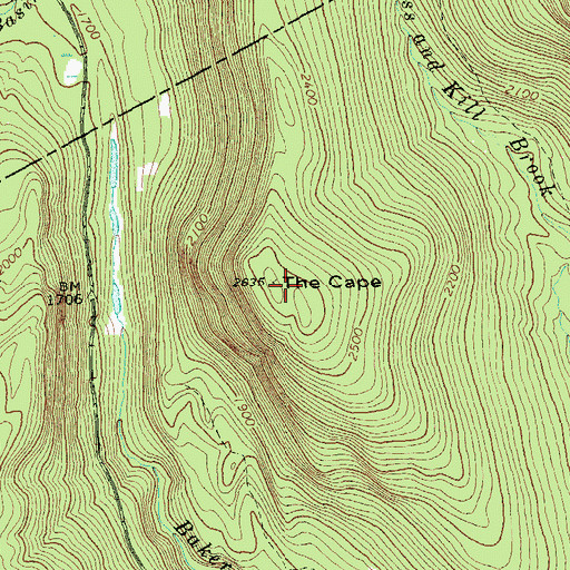 Topographic Map of The Cape, VT