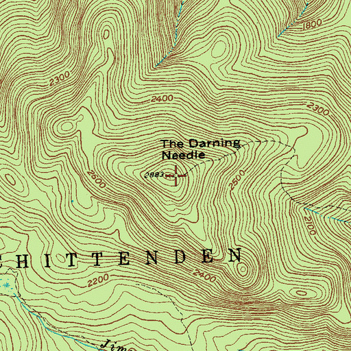 Topographic Map of The Darning Needle, VT