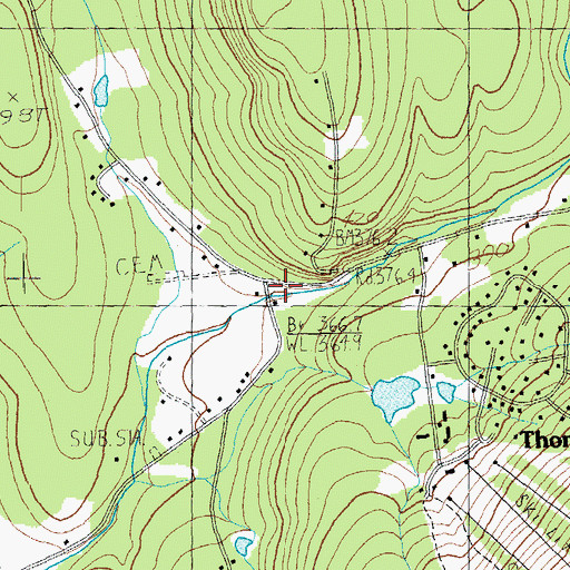 Topographic Map of Thompsonburg, VT
