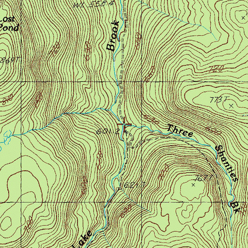 Topographic Map of Three Shanties Brook, VT