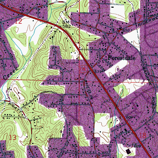 Topographic Map of Cooks Mine, AL