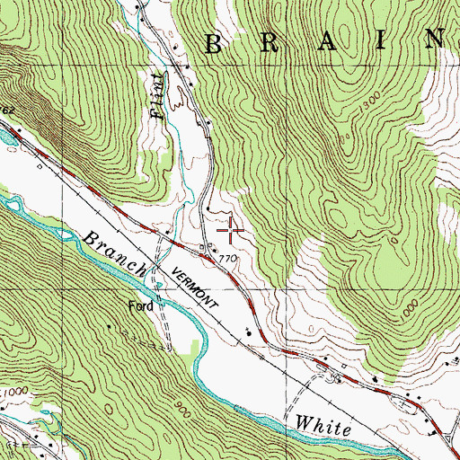 Topographic Map of Braintree Elementary School, VT