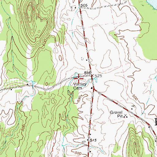 Topographic Map of Varney Cemetery, VT