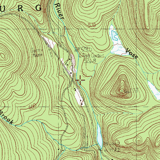 Topographic Map of Vose Brook, VT