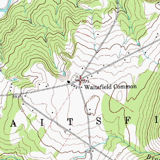 Topographic Map of Waitsfield Common, VT