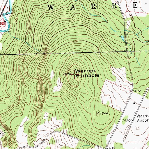 Topographic Map of Warren Pinnacle, VT